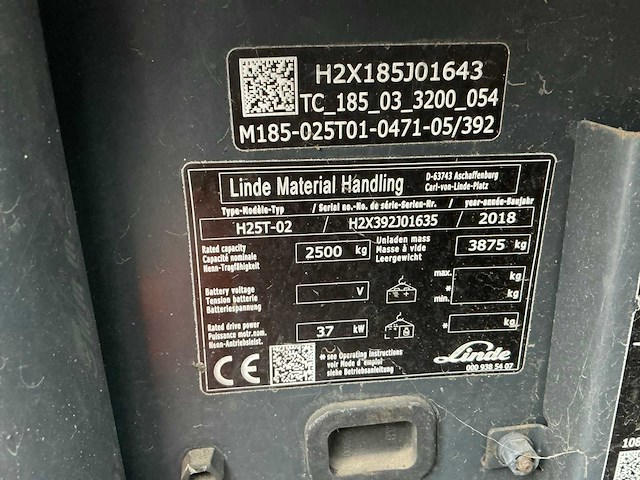 2018 linde h25t-02 evo vorkheftruck - afbeelding 13 van  18