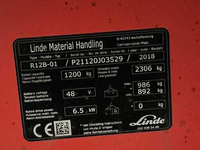 2018 linde r12b-01 reach truck - afbeelding 3 van  11