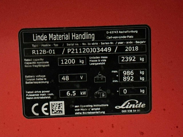 2018 linde r12b-01 reach truck - afbeelding 2 van  9
