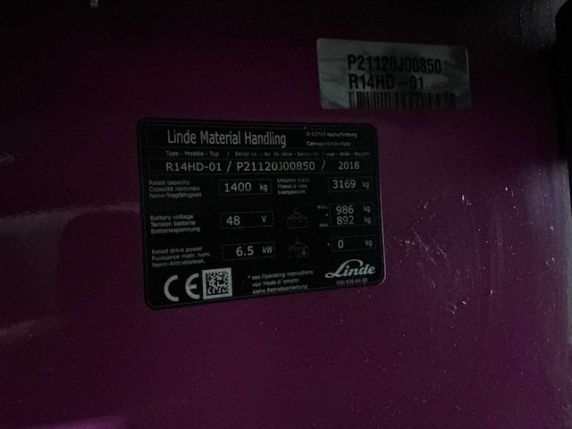 2018 linde rh14hd 1120 reach truck - afbeelding 6 van  14
