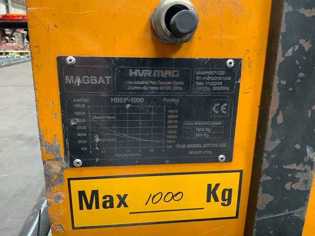 2018 magbat europe hbep-1000 electro hefmagneet - afbeelding 5 van  5
