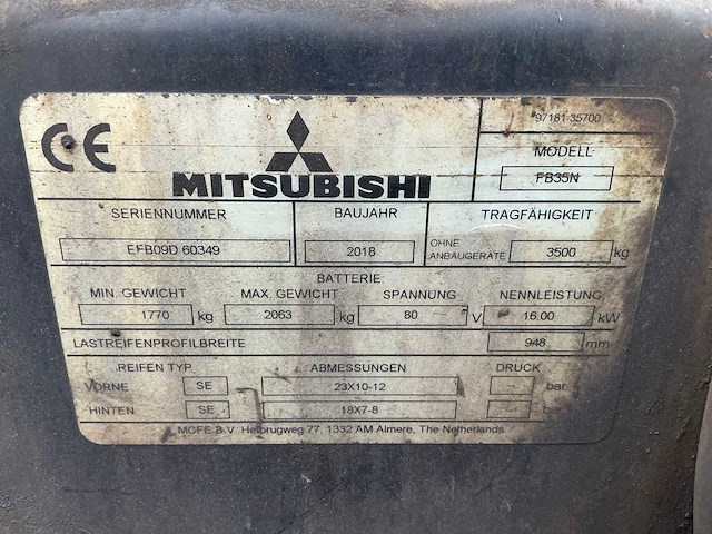2018 mitsubishi fb35n vorkheftruck - afbeelding 25 van  31