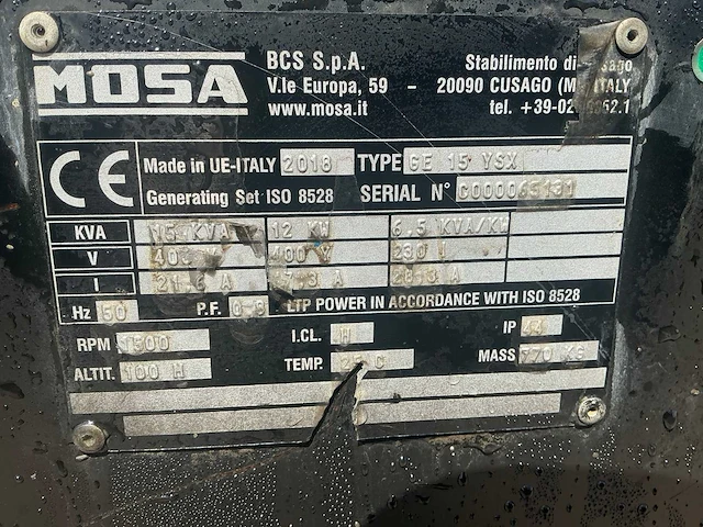 2018 mosa ge15ysx stroomgenerator - afbeelding 1 van  6