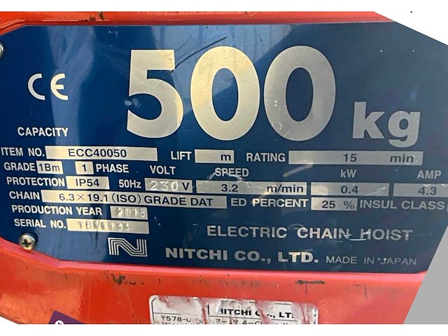 2018 nitchi ecc40500 elektrische kettingtakel - afbeelding 6 van  6
