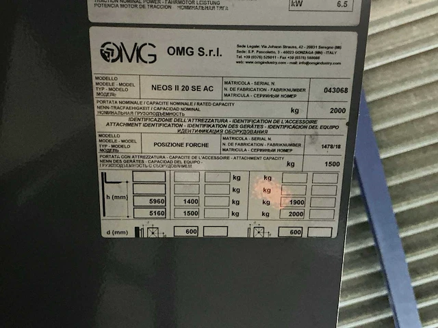 2018 omg neos 20 8e ac reachtruck - afbeelding 2 van  11