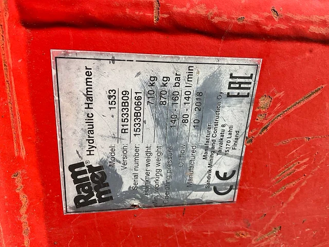 2018 rammer 1533 hydraulische breekhamer - afbeelding 7 van  7
