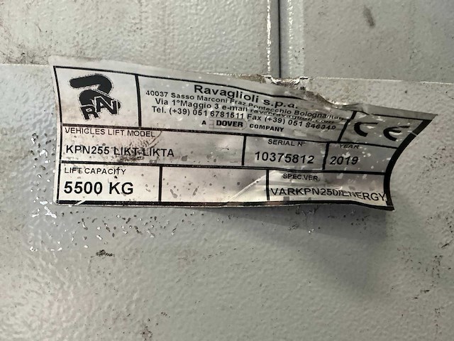 2018 ravaglioli kpn255 likt likta 2-koloms hefbrug - afbeelding 7 van  14