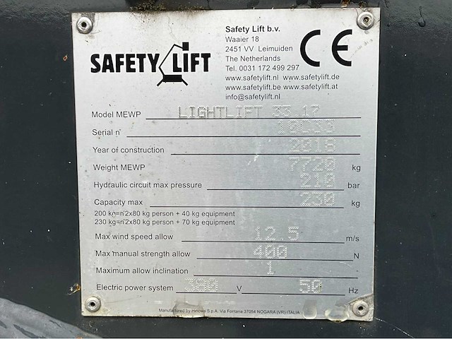 2018 safety lift mewp lightlift 33.17 spin rupshoogwerker - afbeelding 44 van  49