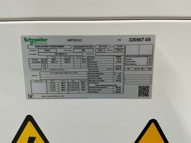 2018 schneider electric imprego transformator 201,6kva - afbeelding 5 van  5