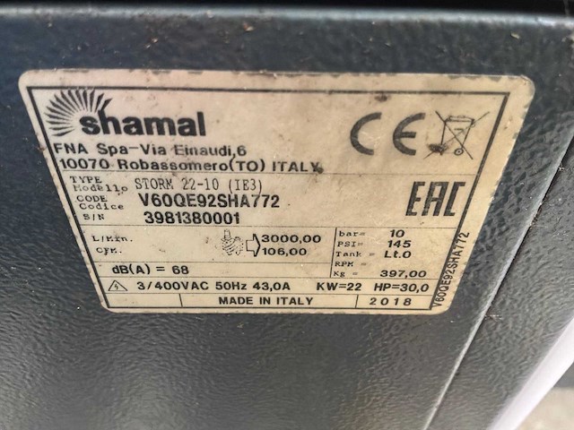 2018 shamal storm 22-10 (ie3) schroefcompressor - afbeelding 6 van  6