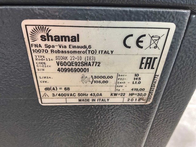2018 shamal storm 22-10 (ie3) schroefcompressor - afbeelding 6 van  6