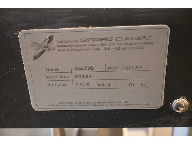 2018 sinmag manotrad sdb-20b diviseuse inclusief diverse snij-vorm plateaus - afbeelding 2 van  12