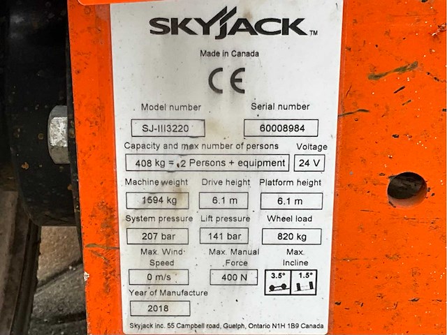 2018 skyjack sj iii 3220 hoogwerker - afbeelding 25 van  31