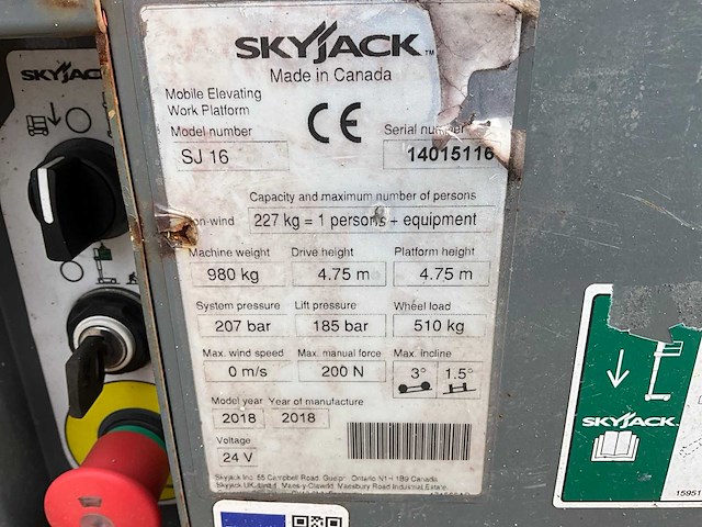 2018 skyjack sj16e personenlift - afbeelding 9 van  17