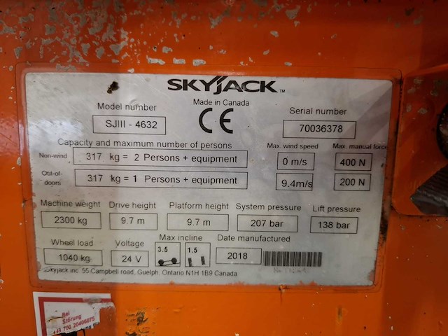 2018 skyjack sj4632 hoogwerker - afbeelding 4 van  14
