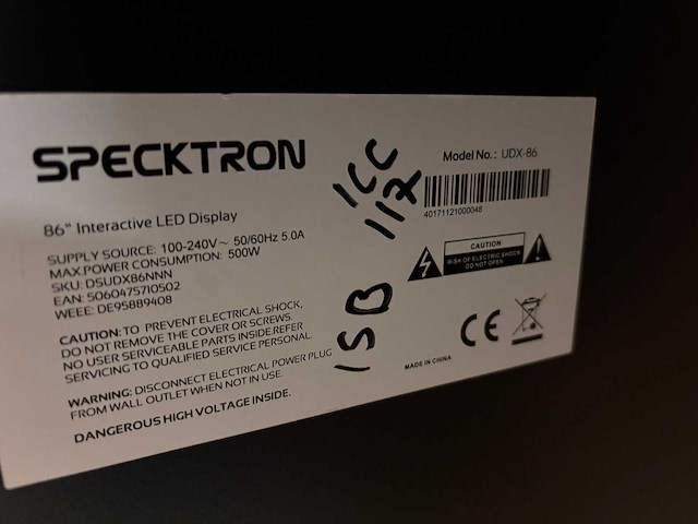 2018 specktron udx-86 interactive touchscreen 86” - afbeelding 1 van  1