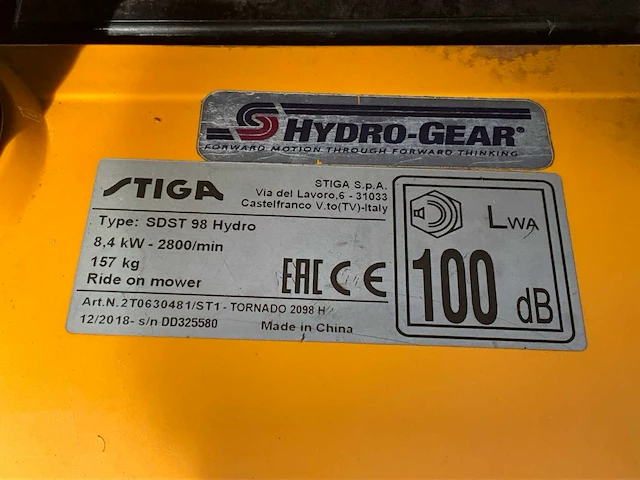 2018 stiga sdst 98 hydro zitmaaier - afbeelding 6 van  14