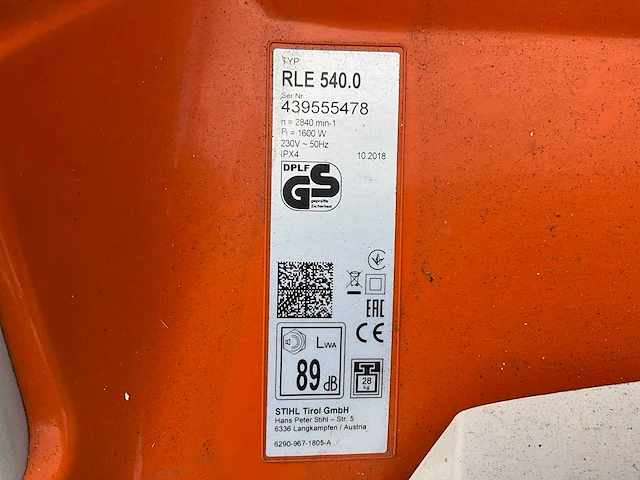 2018 stihl rle 540 elektrische verticuteermachine - afbeelding 8 van  8