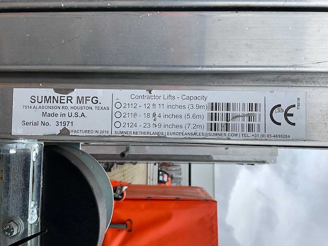 2018 sumner manufacturing 2118 materiaallift / kanaallift - afbeelding 3 van  11