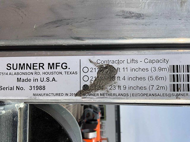 2018 sumner manufacturing 2124 materiaallift / kanaallift - afbeelding 6 van  14