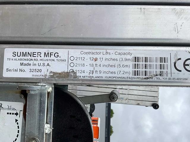 2018 sumner manufacturing 2124 materiaallift / kanaallift - afbeelding 4 van  12