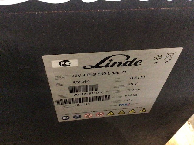 2018 tab 48v 560ah tractiebatterij - afbeelding 2 van  2