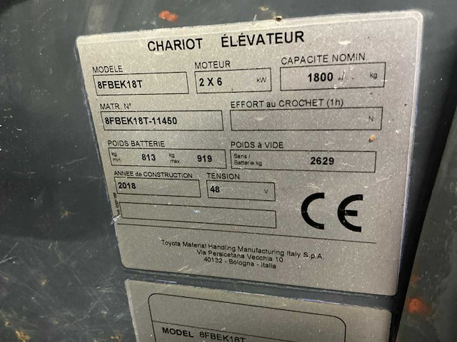 2018 toyota 8fbek18t vorkheftruck - afbeelding 5 van  13