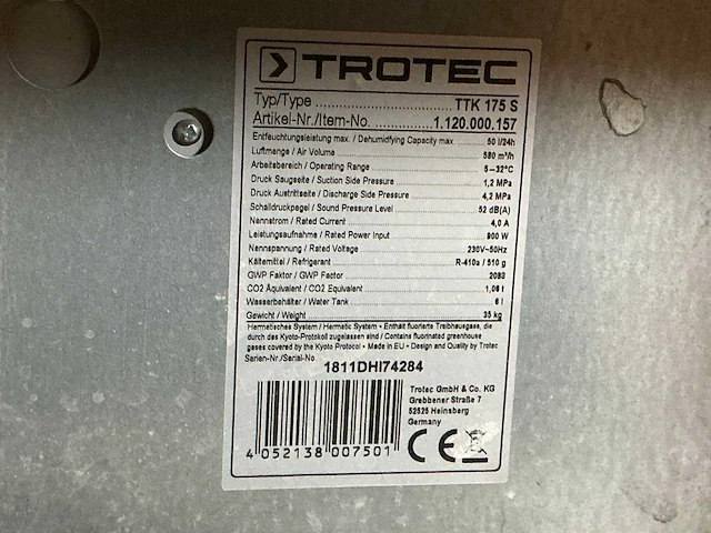 2018 trotec ttk 0175 s bouwdroger 50l - afbeelding 7 van  7