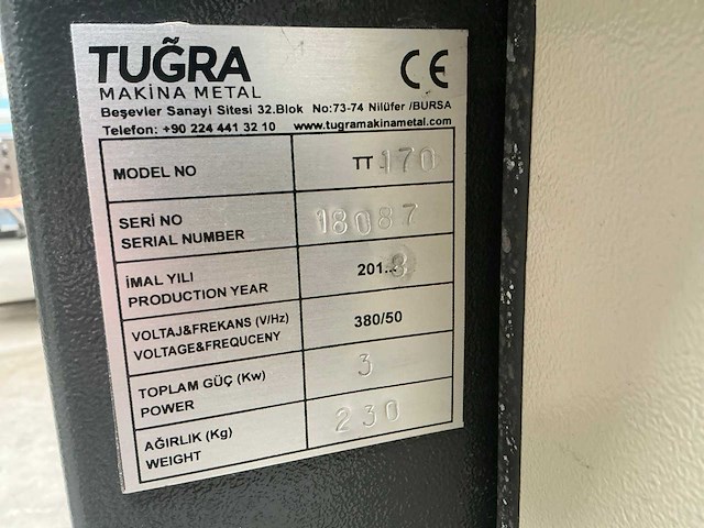 2018 tugra tt170 pijpuitslijpmachine - afbeelding 6 van  11
