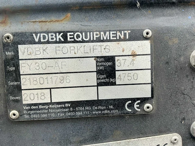 2018 vdbk fy30-at vorkheftruck gas - afbeelding 4 van  13