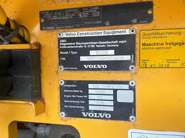 2018 volvo sd135b grondwals - afbeelding 21 van  37