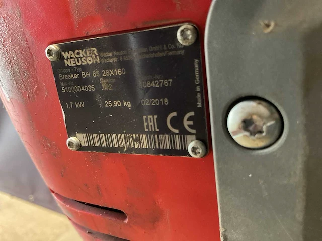 2018 wacker neuson bh65 benzine breekhamer - afbeelding 5 van  6