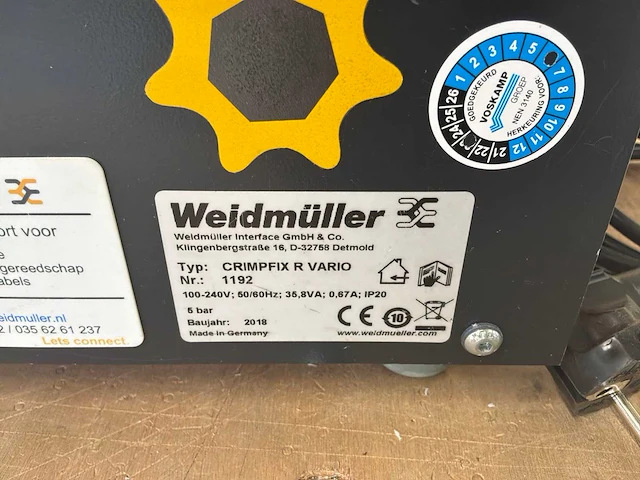 2018 weidmüller crimpfix r vario automatische kabel strip- en krimpmachine - afbeelding 6 van  6