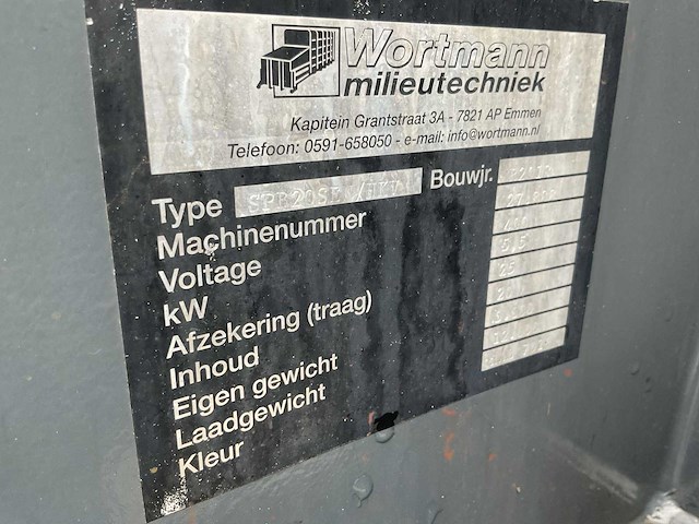 2018 wortmann spb20sen/hkv 20m3 perscontainer - afbeelding 5 van  13