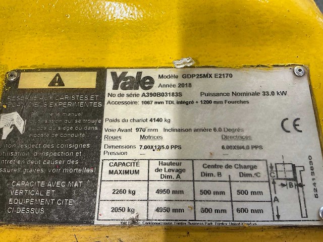 2018 yale gdp25mx vorkheftruck - afbeelding 10 van  18