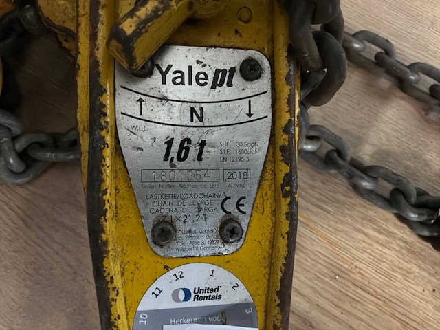 2018 yale handkettingtakel 1,6 ton - afbeelding 4 van  4