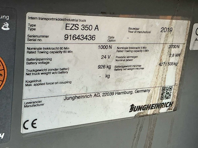 2019 - jungheinrich - ezs-350-a-ftf - sleepwagens - afbeelding 5 van  14