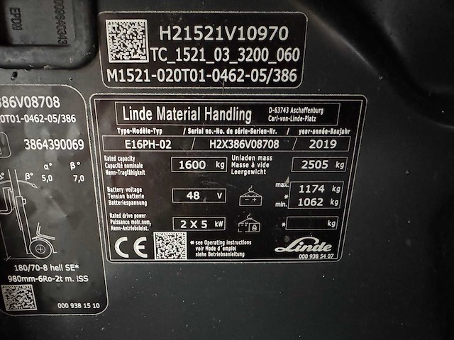 2019 - linde - e16-ph evo - forklift trucks - afbeelding 10 van  10
