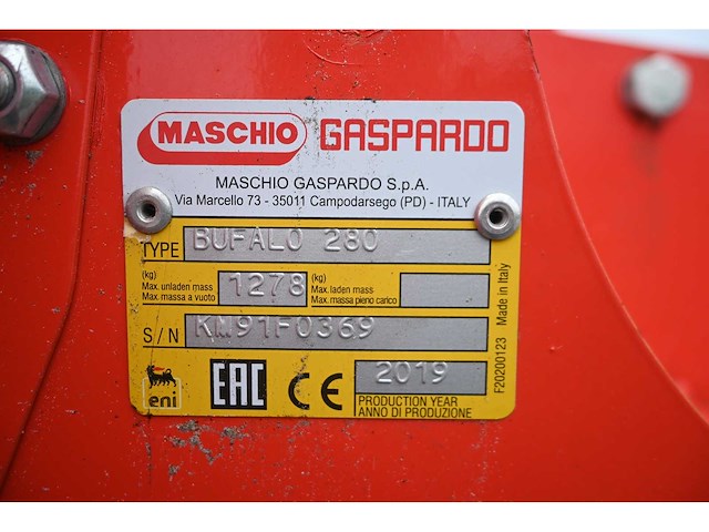 2019 - maschio gaspardo - bufalo 280 - klepelmaaier - afbeelding 10 van  11