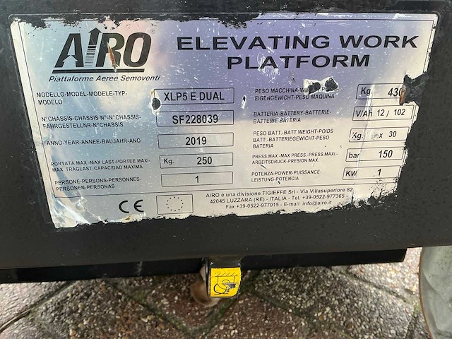 2019 air xlp5e dual hoogwerker - afbeelding 2 van  6