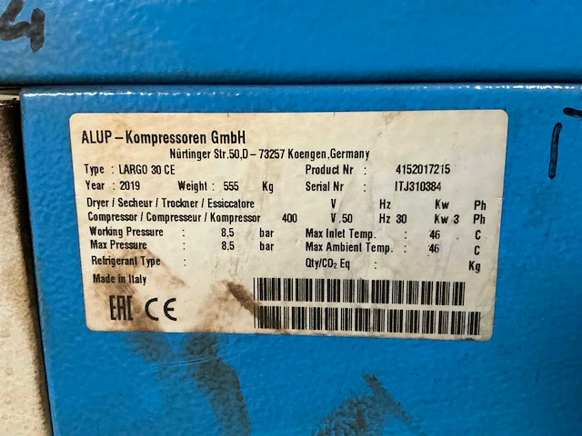 2019 alup largo 30 ce schroefcompressor - afbeelding 7 van  7