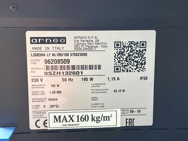2019 arneg lisbona lf nl 105/150 375s remote wandkoelmeubel - afbeelding 8 van  8