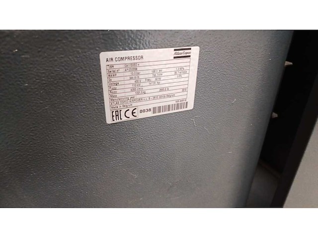 2019 atlas copco ga110vsd+ schroefcompressor - afbeelding 9 van  9