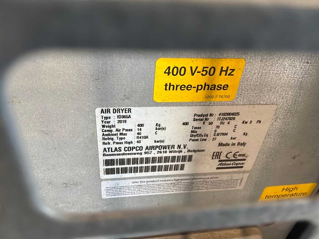 2019 atlas copco ga132ff screw air compressor - afbeelding 2 van  12