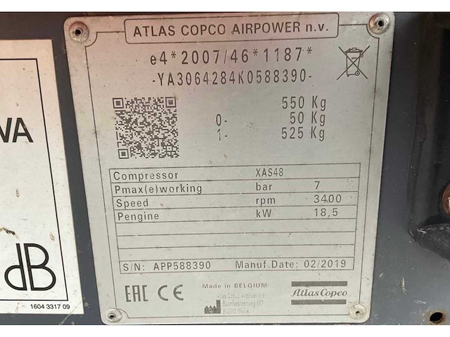 2019 atlas copco xas48 compressor aanhangwagen - afbeelding 8 van  16