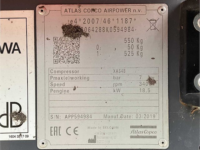 2019 atlas copco xas48 compressor aanhangwagen - afbeelding 14 van  21