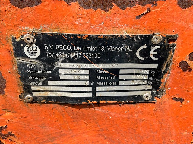 2019 beco kub2000 betonkubel - afbeelding 8 van  8