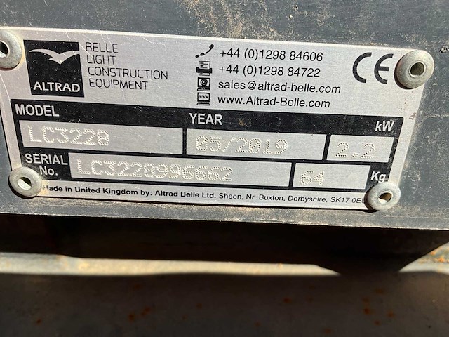 2019 belle / altrad lc3228 compacte trilplaat - afbeelding 7 van  7