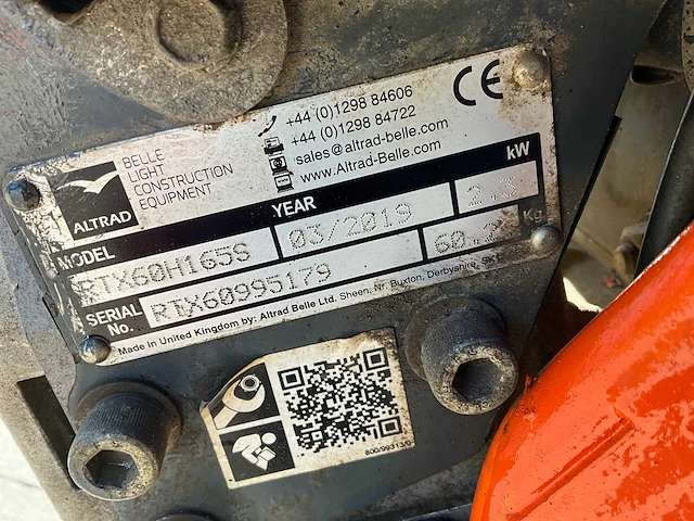 2019 belle altrad rtx60h165s trilstamper - afbeelding 6 van  6