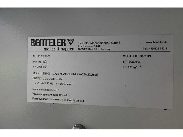 2019 benteler tecline tecwasher f.18/s-b2-b-r-ckk wasmachine met benteler tiltable unloading en conveyor system (c) - afbeelding 21 van  35